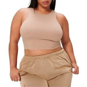NWT Good American Cut In Crop Top in Putty Size 6 3XL Retail $65